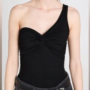 AGOLDE Domino Black One Shoulder Top